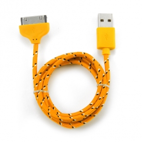 USB - Apple Dock Connector дата-кабель Konoos в нейлоновой оплетке 1 м, оранжевый